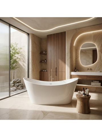 Cazi freestanding - Cada de podea Rea Ferrano 150 alba acrilic freestanding 1500x740x670 mm