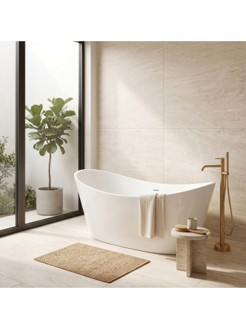 Cada de podea Rea Ferrano 150 alba acrilic freestanding 1500x740x670 mm [3]