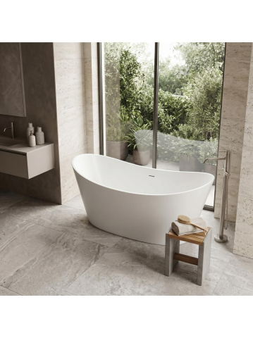 Cada de podea Rea Ferrano 150 alba acrilic freestanding 1500x740x670 mm [4]