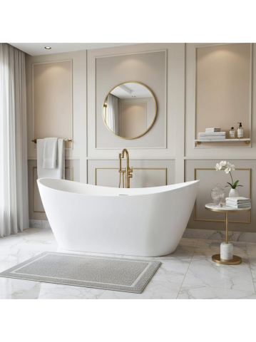 Cazi freestanding - Cada freestanding cu ventil negru Rea Ferrano 160 cm alb