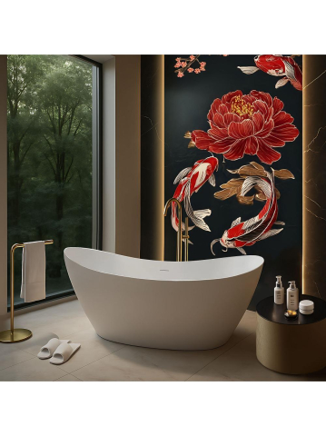 Cada freestanding cu ventil auriu periat Rea Ferrano Slim 170 cm alb [3]