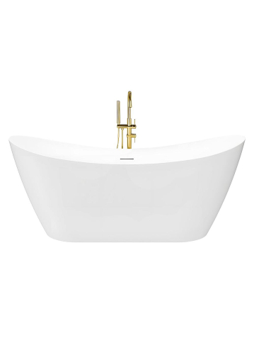 Cada freestanding cu ventil auriu periat Rea Ferrano Slim 170 cm alb [1]