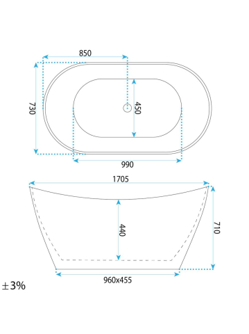 Cada freestanding cu ventil cupru periat Rea Ferrano Slim Nature 170 cm [12]