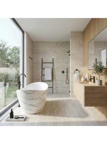 Cada freestanding cu ventil cupru periat Rea Ferrano Slim Nature 170 cm [7]