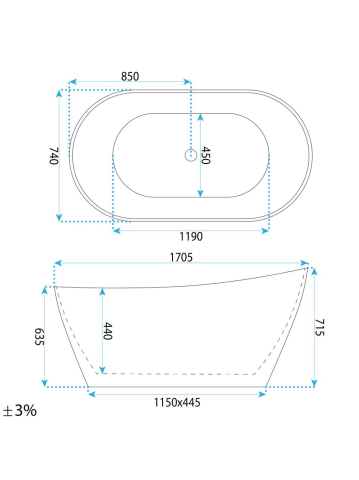 Cada freestanding cu ventil negru Rea Lusso Slim 170 cm alb [11]