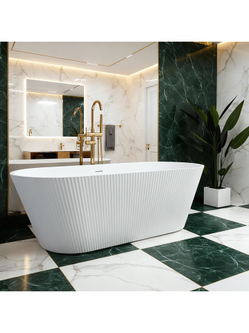 Cada freestanding cu ventil auriu periat Rea OFELIA 170 cm alb [9]