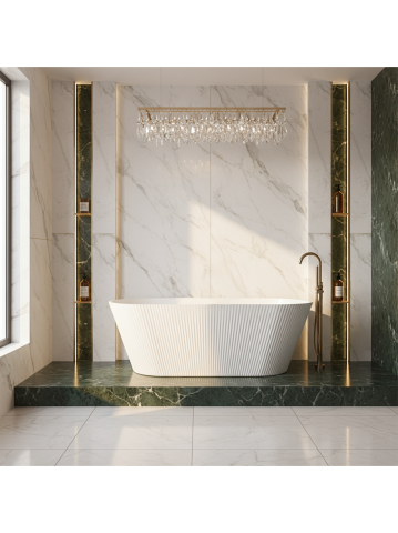 Cada freestanding cu ventil auriu periat Rea OFELIA 170 cm alb [2]