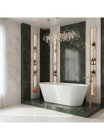 Cazi freestanding - Cada freestanding cu ventil negru Rea OFELIA 170 cm alb