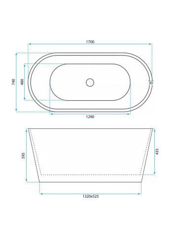 Cada freestanding cu ventil auriu periat Rea OFELIA 170 cm alb [12]