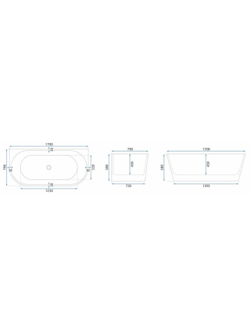 Cada freestanding cu ventil cupru periat Rea OLIMPIA 170 cm alb [10]