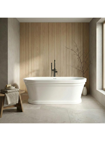 Cada freestanding cu ventil cupru periat Rea Olivia 170 cm alb [4]