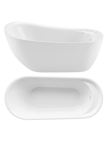 Cada freestanding Rea Orte 170x78 cm alba acril de podea forma asimetrica [10]