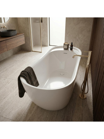 Cada freestanding Rea Orte 170x78 cm alba acril de podea forma asimetrica [8]