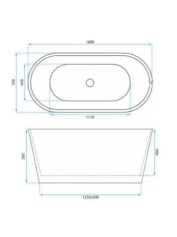 Cada freestanding cu ventil auriu periat Rea ROMA 170 cm alb [9]