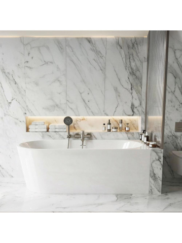 Cada freestanding cu ventil auriu periat Rea SYDNEY BELLANTO dreapta 150 cm alb [2]