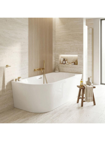 Cada freestanding cu ventil cupru periat Rea SYDNEY BELLANTO dreapta 160 cm alb [2]