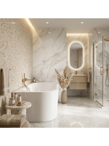 Cada freestanding cu ventil negru Rea SYDNEY BELLANTO dreapta 170 cm alb [1]