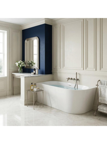 Cada freestanding cu ventil cupru periat Rea SYDNEY BELLANTO stanga 150 cm alb [2]