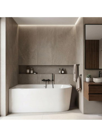 Cada freestanding cu ventil cupru periat Rea SYDNEY BELLANTO stanga 150 cm alb [1]