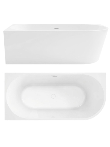 Cazi baie - Cada freestanding cu ventil negru Rea SYDNEY BELLANTO stanga 160 cm alb