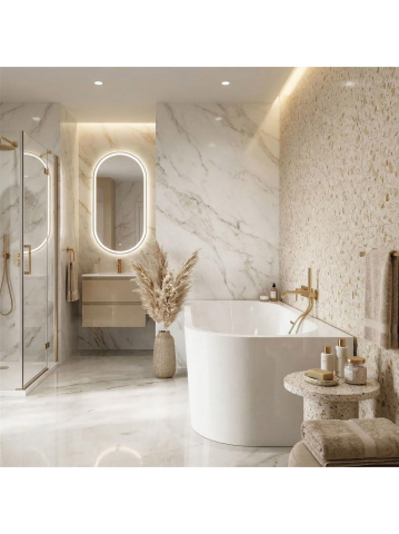 Cada freestanding cu ventil negru Rea SYDNEY BELLANTO stanga 170 cm alb [7]