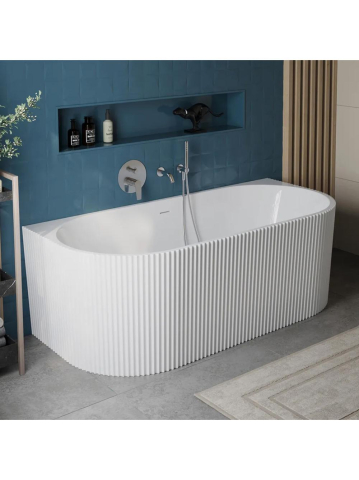 Cada freestanding cu ventil negru Rea VENETA 170 cm alb [11]