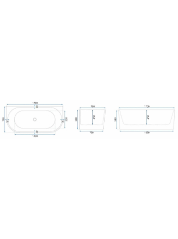 Cada freestanding cu ventil negru Rea VENETA 170 cm alb [10]