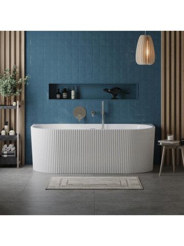 Cada freestanding cu ventil negru Rea VENETA 170 cm alb [3]