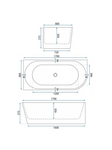 Cada freestanding cu ventil negru Rea WENUS stanga 170cm alb [10]