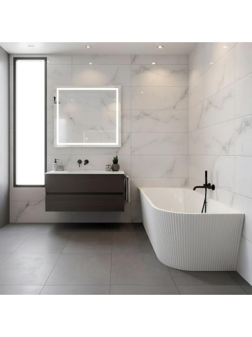 Cada freestanding cu ventil negru Rea WENUS stanga 170cm alb [3]