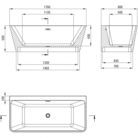 Cada freestanding din acril Deante Hiacynt alb 170x80cm [7]