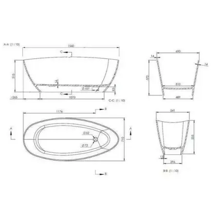 Cada freestanding din compozit Marmite Cloud 156x71 cm [4]