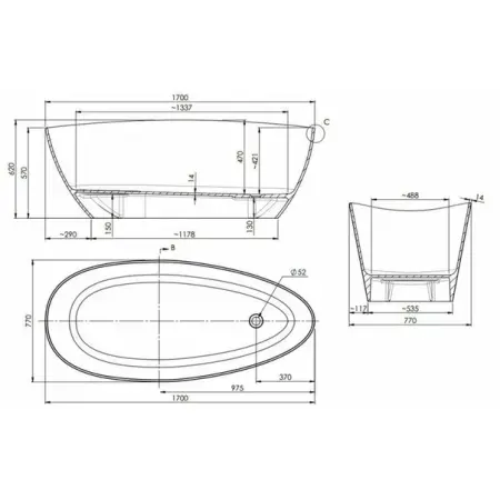 Cada freestanding din compozit Marmite Cloud XL 170x77 cm [4]