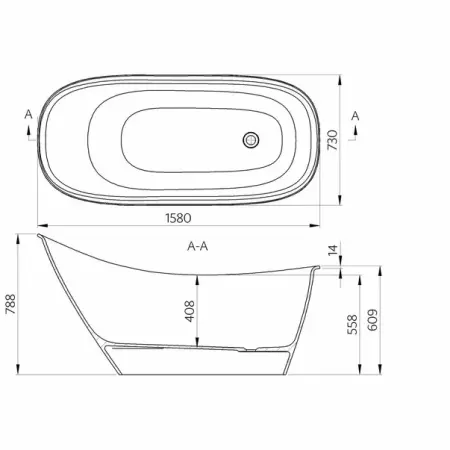 Cada freestanding din compozit Marmite Sunrise 158x73 cm fara preaplin [1]
