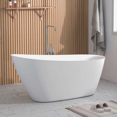 Cada freestanding Florida Nikita slim 167.6 cm fara bordura ovala cu instalatie completa alb [2]
