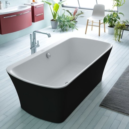 Cazi baie - Cada freestanding Kolpasan, Mary, 180, dreptunghiulara, cu instalatie, alb si negru