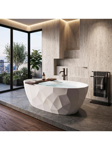 Cazi baie - Cada de podea Rea Celia 170 alba acril 1685x825x600 mm freestanding