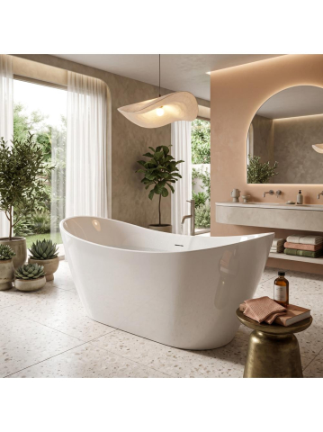 Cada de podea Rea Ferrano 180 alba acrilic 1805x770x700 mm montaj universal [3]