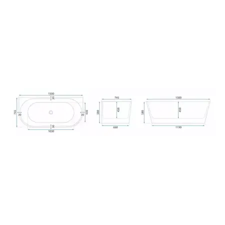 Cada freestanding Rea Olimpia BTW 150x75 cm alb lucios [4]