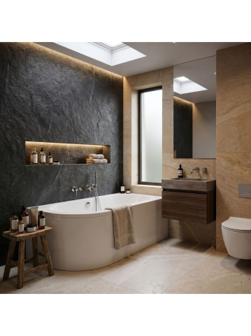 Cazi baie - Cada freestanding Rea Orion cu montaj dreapta 160 cm alb