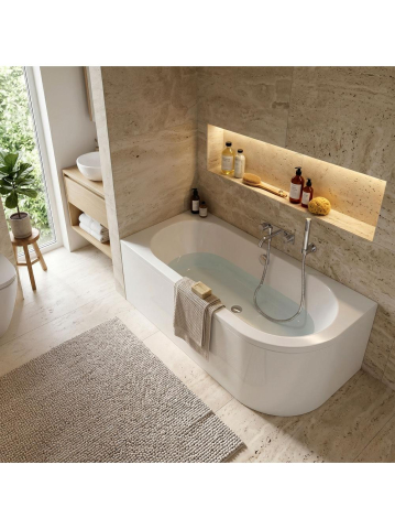 Cada freestanding Rea Orion cu montaj dreapta 160 cm alb [2]
