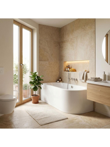 Cada freestanding Rea Orion cu montaj stanga 160 cm alb [2]