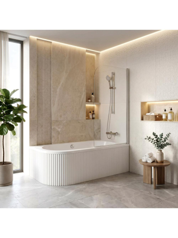 Cazi freestanding - Cada de colt Rea Orion Stripe Right 160cm alba acrilic 1595x750x560mm