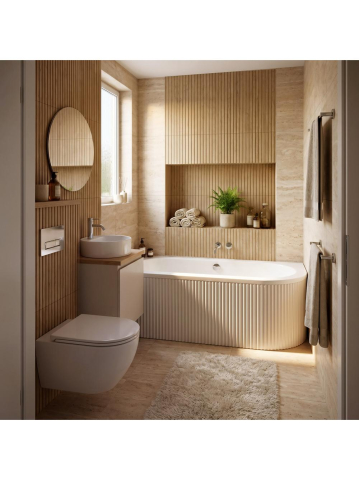 Cada colt Rea Orion Stripe Left acrilic alb 1495x750x560mm montaj stanga [1]
