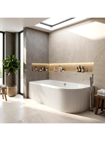 Cada de colt Rea Orion Stripe Left 160cm acrilic alb montaj stanga 1595x750x560mm [3]