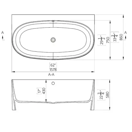 Cada ovala din compozit Marmite Como 180x86 cm [1]
