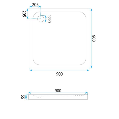 Cada pentru dus din acril Rea Belmond 90x90 alb [4]