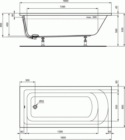 Cada rectangulara Ideal Standard Hotline, K274801, 180x80 cm [2]