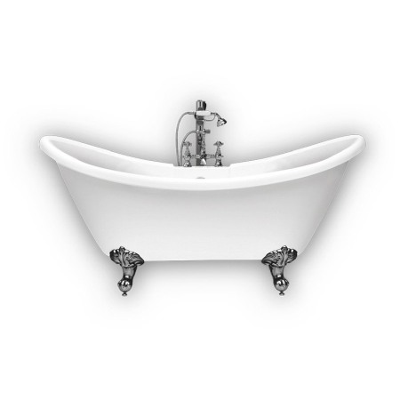 Cazi baie - Cada retro freestanding Florida, Garda New 175, ovala, cu picioare si instalatie completa, alb