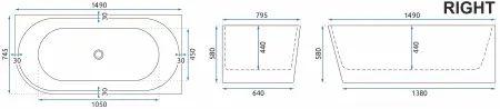 Cada Sydney Bellanto Dreapta Alb 150cm, Rea [3]